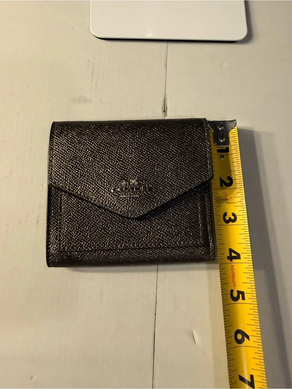 Coach Pebbled Leather Envelope Wallet in Dark Brown